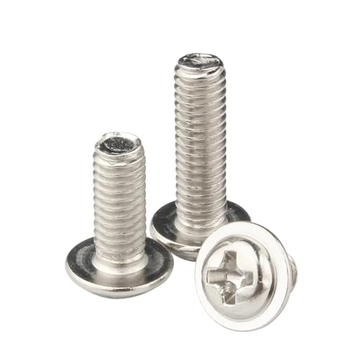 100/200 Stück M1.4 M1.7 M2 M2.5 Computer-Schraubenpad Flanschschraube Überzogene Kreuzkopf-Maschinenschraube mit Unterlegscheibe(6mm,M2.5-100Pcs) von oavhvchg