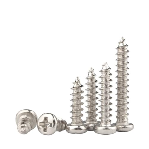 100/200 Stück M2 M2.3 M2.6 M2.8 Selbstschneidende Holzschraube aus vernickeltem Kohlenstoffstahl mit Kreuzschlitz(10mm,M2.8-100Pcs) von oavhvchg