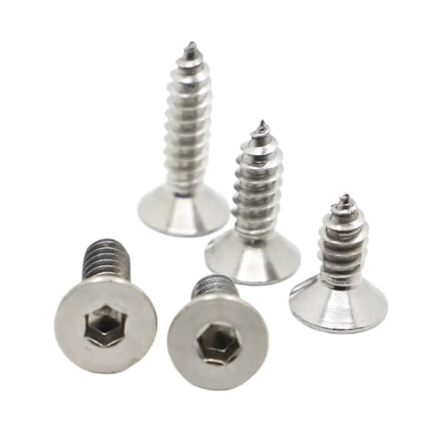 20/50 Stück M2 M2.6 M3 304 Edelstahl Flachsenkkopf Sechskant Innensechskant Blechschrauben Holzschraube(5mm,M2.6 50pcs) von oavhvchg