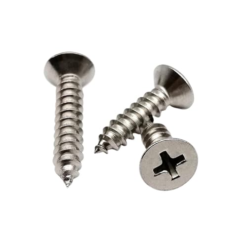 50 Stück 316 Edelstahl M2 M2.2 M2.6 Marne Grade Flachsenkkopf selbstschneidende Holzschraube(5mm,M2-50PCS) von oavhvchg