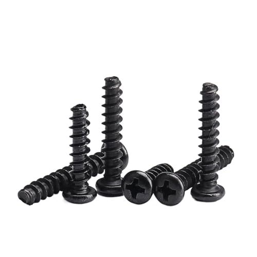 50@ Stück M2 M2.3 M2.6 Schwarz vernickelt Rundkopf Flachkopf Blechschrauben Kohlenstoffstahl Kreuzschlitzschrauben(12mm,M2-200pcs) von oavhvchg