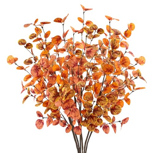 obbsie Künstliche Eukalyptusblätter, 76,2 cm, künstliche Herbstblätter, Herbstzweige, Herbstdekorationen für Zuhause, Herbst, Blumenarrangements, Bauernhaus, Tischdekoration, 6 Stück von obbsie