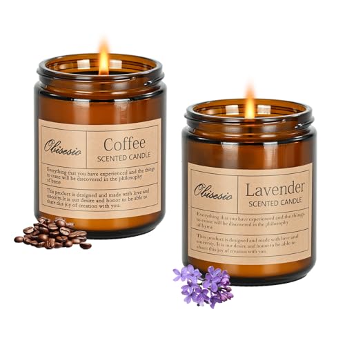 Obisesio Duftkerzen für Zuhause, 2 Pack Duftkerzen zum Stressabbau und Selbstpflege, Aromatherapie-Kerzen für Männer und Frauen zum Geburtstag, Soja-Kerzen für Schlaf (lavender and coffee) von obisesio