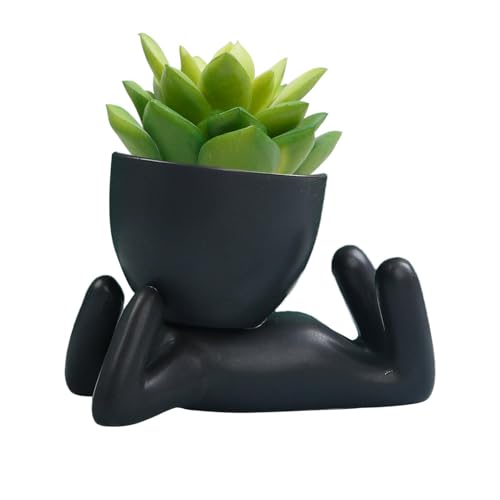 objbhuely Blumentopf mit Gesicht, Keramiktöpfe mit Drainagelöchern, dekorative Blumentöpfe in menschlicher Form für Mini-Pflanzen, Luftpflanzen, Farne von objbhuely