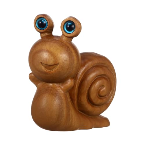 objbhuely Schneckenfigur – Holztier- -Miniatur-Figuren, niedliche Heimdekoration, Statue für Bücherregal, Innen- und Außenbereich, Tisch, Schlafzimmer, Wohnzimmer, Büro, Rasen, Hinterhof von objbhuely