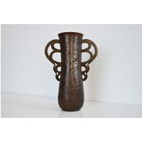 Vintage 1900S Seltene, Gehämmerte Messing Und Kupfer Kunsthandwerk Vase, Baltikum Europa von objectsfondly