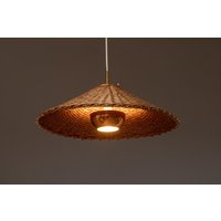 Kinkeldey Pendelleuchte Mod. 55056 Aus Weidengeflecht Und Kupfer, Deutschland 1950Er Jahre von objekte