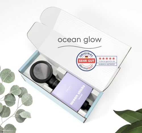 Ocean Glow Salzdusche Starter Set | Schwarzer Duschkopf Handbrause mit natürlichen Meersalz Sticks | reines Wasser & Hautpflege | Wellnessdusche Wassersparend | Lavendel | Dermatest: "SEHR GUT" von ocean glow