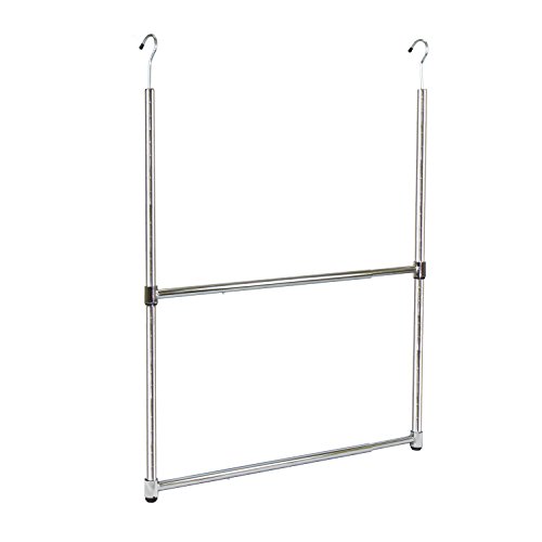 oceanstar 2-Tier Portable Adjustable Closet Hanger Rod Schrankaufhänger, Metall, Chrome von oceanstar