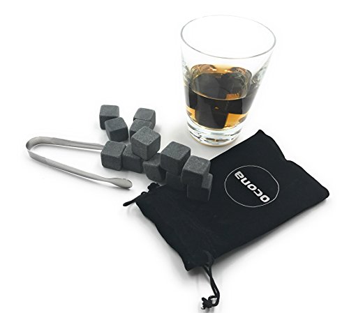 ocona Whisky Steine, Wiederverwendbare Eiswürfel mit Eiszange, Speckstein (12 Stück) von ocona