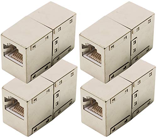 odedo 4er Set CAT 6 RJ45 LAN Verbinder Netzwerk Kabel geschirmt Metall Patch Kupplung Cat6 Inline-Coupler STP von odedo