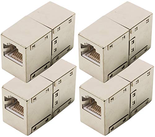 odedo 4er Set CAT 6 RJ45 LAN Verbinder Netzwerk Kabel geschirmt Metall Patch Kupplung Cat6 Inline-Coupler STP von odedo