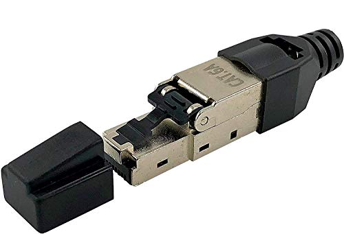 odedo 4X RJ45 Crimp Stecker CAT 6A, CAT7 10 Gigabit Netzwerkstecker Verlegekabel Netzwerkkabel bis 9mm AWG 23-26 Geschirmt mit Zinklegierung werkzeugfreie Montage von odedo