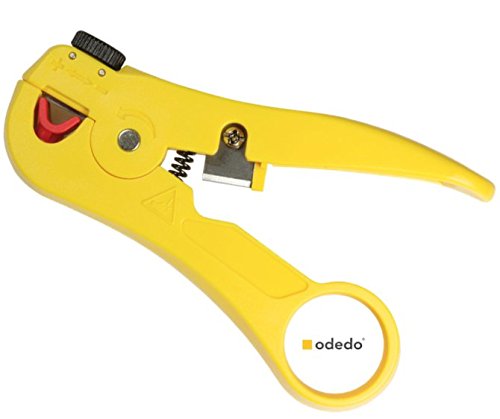 odedo Abisolierzange mit Kabelschneider für Netzwerk-Kabel, Ethernet-Kabel, Antennenkabel Koaxial, Abisolierer mit Cutter von odedo