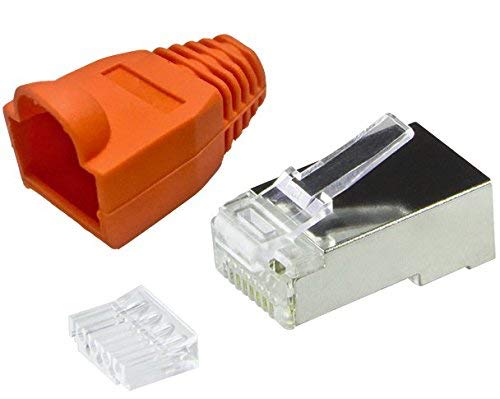 odedo 20x RJ 45 CAT 6 Netzwerkstecker mit Hülle orange Metall geschirmt von odedo