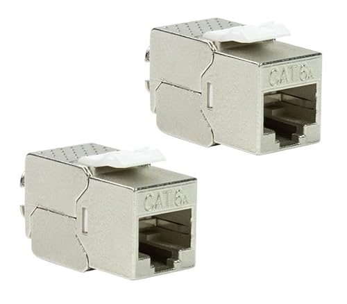 odedo 2x Cat.6A Keystone RJ45 Buchse STP AWG 22-26, werkzeuglos, nur 14,8 mm breit, Ethernet Buchse, kompatibel mit CAT6 CAT7 von odedo