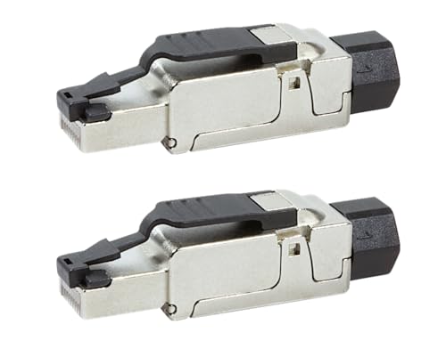 odedo 2x CAT 6A & 7 RJ45 Crimp Stecker Netzwerkstecker feldkonfektionierbar bis 10 Gigabit für Verlegekabel Netzwerkkabel, werkzeugfreie Montage mit Zugentlastung, Crimpstecker Cat7 von odedo