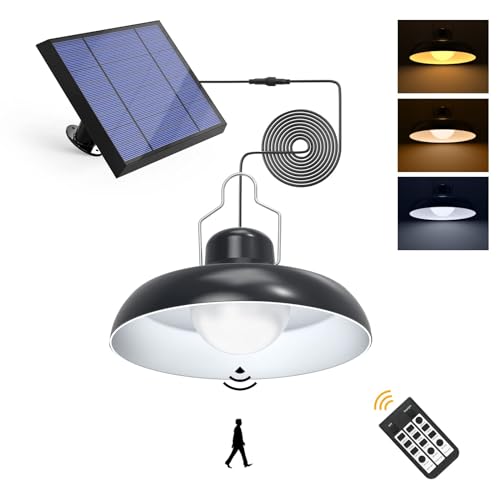 Solar Shed Light, Pendant Light, IP65 Waterproof Solar Lights Outdoor Garden, Dimmable Solar Lights with 4 Level Brightness, 16FT Cord, Remote Control, for Garden Courtyard Barn Balcony von oditton