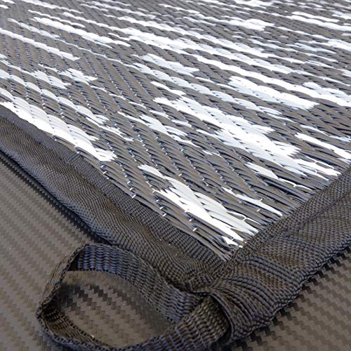 odooro Outdoor Teppich WAVETEX Platin 2,0m x 2,0m schwarz-grau *** VIELE GRÖSSEN + Farben * 450 g/m² Camping Zeltteppich Vorzelt Garten Spieldecke Wohnwagen Camper von odooro
