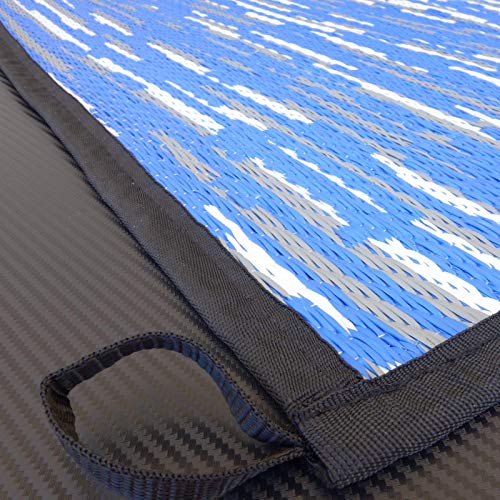 odooro Outdoor Teppich WAVETEX Platin 2,7m x 6m blau-weiß *** VIELE GRÖSSEN + Farben * 450 g/m² Camping Zeltteppich Vorzelt Garten Spieldecke Wohnwagen Camper von odooro