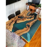 Esszimmer/Küche Bar Tisch Holz Epoxidharz Fluss Einzigartige Live Edge Olive Benutzerdefinierte Zurückgefordert Holzplatte Luxus /Kaffee Sehpa von odunzhomedecor