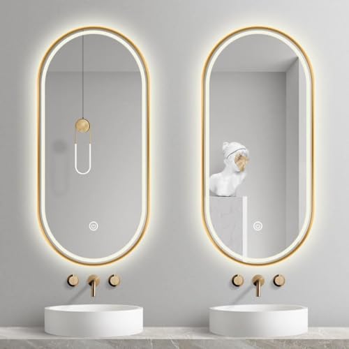 oeLucrv Ovale LED Spiegel Bad Badspiegel mit Touch-Schalter, Beleuchteter Schmink-Spiegel mit Front- & Hintergrundbeleuchtung, Anti-Beschlag, Intelligenter Wandspiegel,Dimmbar 3000K-6000K oeLucrv Ovale LED Spiegel Bad Badspiegel mit Touch-Schalter, Beleuchteter Schmink-Spiegel mit Front- & Hintergrundbeleuchtung, Anti-Beschlag, Intelligenter Wandspiegel,Dimmbar 3000K-6000K von oeLucrv