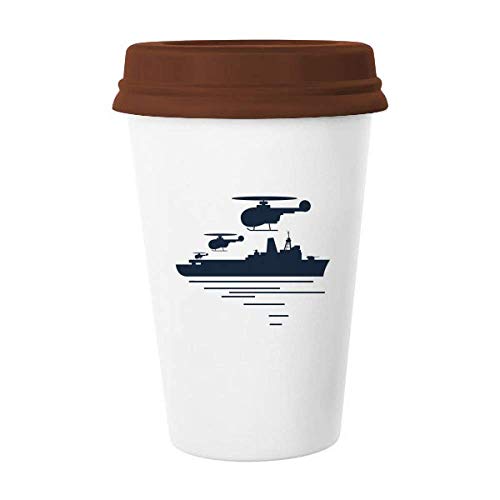 Helikopter Schiff Wave Militär Tasse Kaffee Trinkglas Keramik Tasse Deckel von offbb