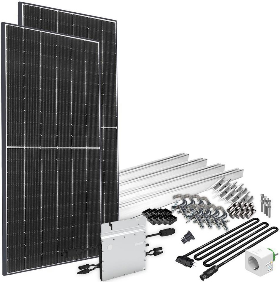 offgridtec Solaranlage Solar-Direct 830W HM-800, 415 W, Monokristallin, Schukosteckdose, 10m Kabel, Montageset für Balkongeländer, Stromzähler von offgridtec