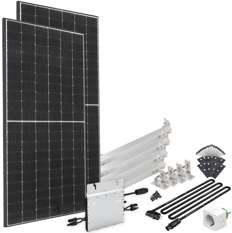 offgridtec Solaranlage Solar-Direct 830W HM-800, 415 W, Monokristallin, Schukosteckdose, 10m Kabel, Montageset für Flachdach, Stromzähler von offgridtec