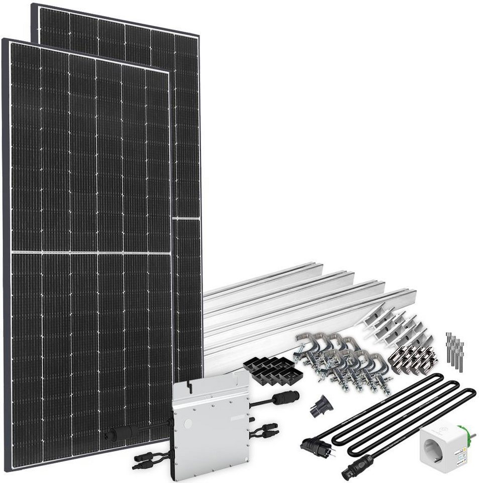 offgridtec Solaranlage Solar-Direct 830W HM-800, 415 W, Monokristallin, Schukosteckdose, 5 m Kabel, Montageset für Balkongeländer, Stromzähler von offgridtec