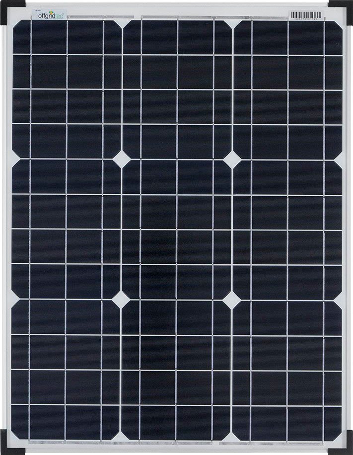 offgridtec Solarmodul 50W MONO 12V Solarpanel, 50 W, Monokristallin, extrem wiederstandsfähiges ESG-Glas von offgridtec