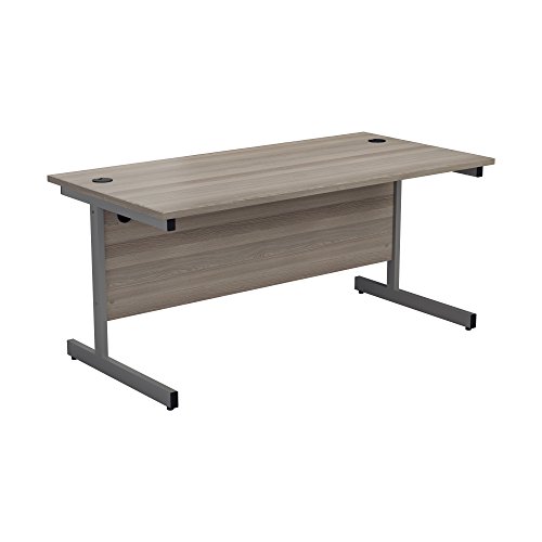 Office Hippo Strapazierfähiger rechteckiger Büroschreibtisch mit Tragebalken, PC-Tisch für Büro oder Heimbüro, mit integriertem Kabelkanal, silberfarbenes Gestell, Top-Platte aus grauer Eiche, 140 cm x 80 cm Office Hippo Strapazierfähiger rechteckiger Büroschreibtisch mit Tragebalken, PC-Tisch für Büro oder Heimbüro, mit integriertem Kabelkanal, silberfarbenes Gestell, Top-Platte aus grauer Eiche, 140 cm x 80 cm von office hippo