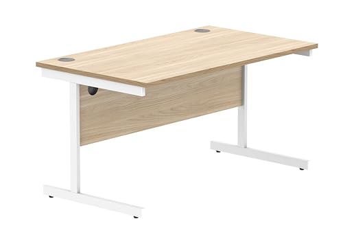 office hippo Essentials Rechteckiger Schreibtisch-Computer-Arbeitsplatz, Heimbürotisch mit Kabelanschluss-Management, 140 x 80 cm, Holz, Kanadische Eiche office hippo Essentials Rechteckiger Schreibtisch-Computer-Arbeitsplatz, Heimbürotisch mit Kabelanschluss-Management, 140 x 80 cm, Holz, Kanadische Eiche von office hippo