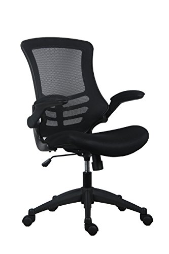 office hippo Gewebe-Operator-Bürostuhl, höhen- und kippverstellbarer ergonomischer Stuhl mit Spannungskontrolle, hochklappbare Armlehnen, für die tägliche Verwendung, bis zu 115 kg Tragkraft, Schwarz von office hippo
