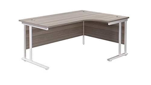 office hippo Robuster Büroschreibtisch, rechter Ecktisch, stark, verlässlich, mit Kabelführung und Doppelstützen, PC-Tisch für Büro oder Zuhause, Alaskische Graue Eichenplatte/Weisses Gestell office hippo Robuster Büroschreibtisch, rechter Ecktisch, stark, verlässlich, mit Kabelführung und Doppelstützen, PC-Tisch für Büro oder Zuhause, Alaskische Graue Eichenplatte/Weisses Gestell von office hippo