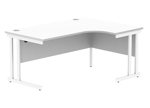 office hippo Robuster Büroschreibtisch, rechter Ecktisch, stark, verlässlich, mit Kabelführung und Doppelstützen, PC-Tisch für Büro oder Zuhause, Arktisches Weisse Platte/Weisses Gestell office hippo Robuster Büroschreibtisch, rechter Ecktisch, stark, verlässlich, mit Kabelführung und Doppelstützen, PC-Tisch für Büro oder Zuhause, Arktisches Weisse Platte/Weisses Gestell von office hippo
