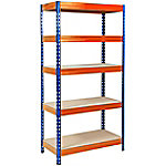 Office Marshal Metallregal Grizzly Blau, Orange 5 Fächer 1800 (H) x 900 (B) x 600 (T) mm von office marshal