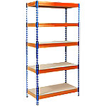 Office Marshal Schwerlastregal Grizzly Stahlblech, Span Blau, Orange 5 Fächer 1200 x 600 x 1800 mm von office marshal