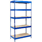 Office Marshal Schwerlastregal Grizzly Stahlblech Blau 5 Fächer 1200 x 600 x 2200 mm von office marshal