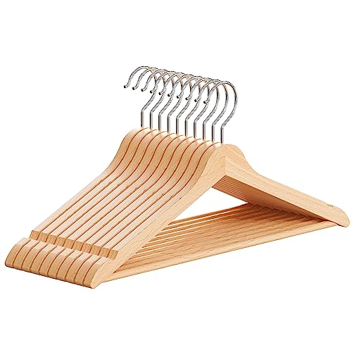 OGIVO Kleiderbügel Holz - Made in EU - Holzbügel für Ihren Garderobe - Haken um 360° drehbar - Einkerbungen im Schulterbereich - Hangers Clothes (10, Natur) von ogivo