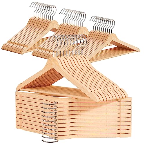 OGIVO Kleiderbügel Holz - Made in EU - Holzbügel für Ihren Garderobe - Haken um 360° drehbar - Einkerbungen im Schulterbereich - Hangers Clothes (50, Natur) von ogivo