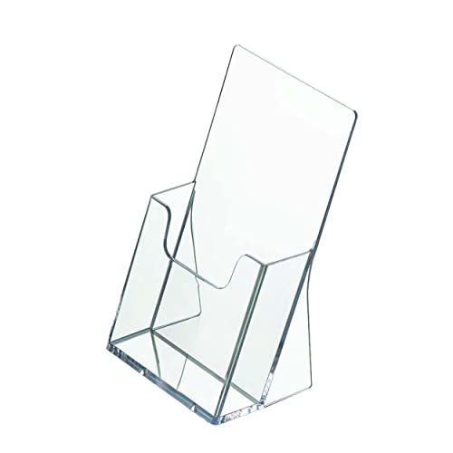 ogoPLUS Prospektständer DIN lang Hochformat / Prospekthalter Flyer-Ständer Werbung Aufsteller Tisch-Prospektständer / Prospektbox / Werbung, glasklar, leichte Neigung für optimales Blickfeld von ogoPLUS