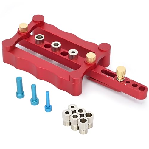 ohbien 6/8/10mm Selbstzentrierende Holzbearbeitungs-Dübellehre Kit, Holzdübel Schablone Taschenloch Jig Kit, Dübelhilfe mit Positionierungsclip Einstellbare für Holzbearbeitung Exakte Dübellöcher von ohbien