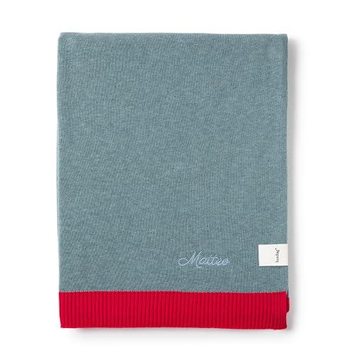 personalisierbare Babydecke mit Namen (Farbe & Stickerei wählbar) - Strickdecke für Babys - 104x83cm - 100% Baumwolle - Groß, kuschelig & atmungsaktiv - Geschenk zur Geburt von ohee manufaktur