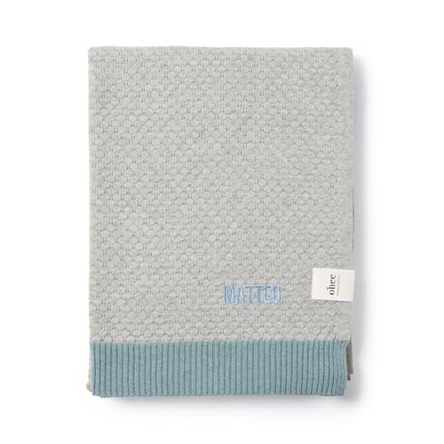 personalisierbare Babydecke mit Namen - Strickdecke für Babys - 104x104 cm - 100% Baumwolle - Groß, kuschelig & atmungsaktiv - Geschenk zur Geburt von ohee manufaktur
