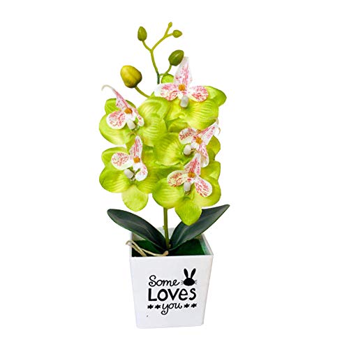 ohfruit Künstliche Pflanzen, künstliche Schmetterlingsorchidee, Bonsai, künstliche Blume mit Topf, Heimmöbel-Dekoration, Grün von ohfruit