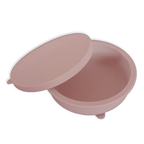 ohlivia | Susa Silikon Baby Bowl - Müslischale mit Deckel - Einfarbig | Dusty Rosé von ohlivia