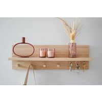 Eichenholz Eingangsregal Mit Schlüsselhalter - Wandhalter Aus Holz von ohmywoodshop