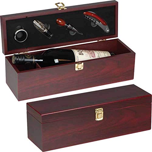 Weinbox aus Holz für 1 Flasche mit Kellnermesser von ohne Markenname