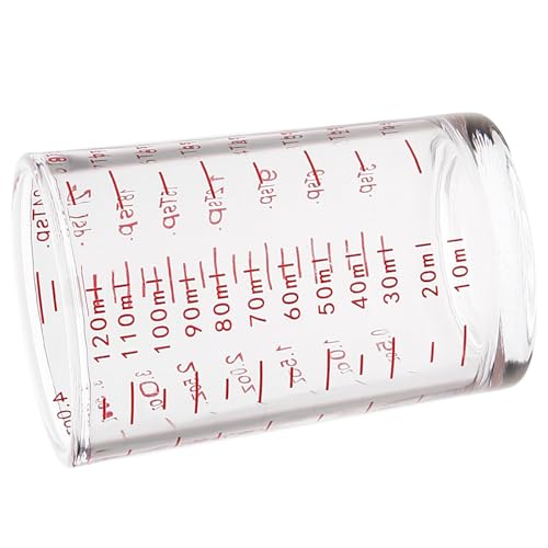 120 ml Schnapsglas-Messbecher, einzigartiges Küchenzubehör, 120 ml Fassungsvermögen, Glas-Messbecher mit klarer Skala von ohodhmnu